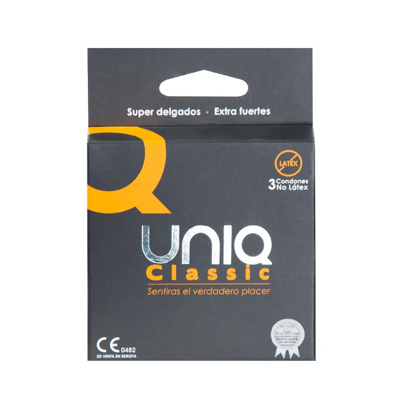 3 Preservativos Sin Látex Uniq Classic