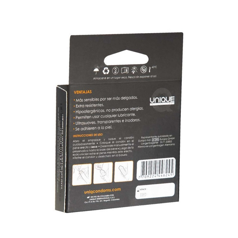 3 Preservativos Sin Látex Uniq Classic
