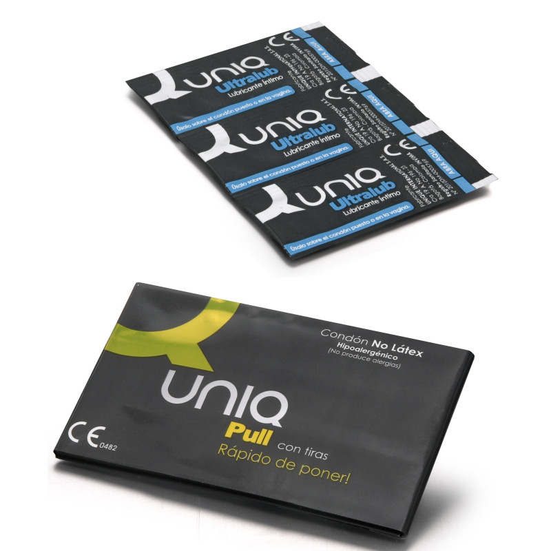 3 Preservativos Uniq Sin Látex Pull Con Tiras