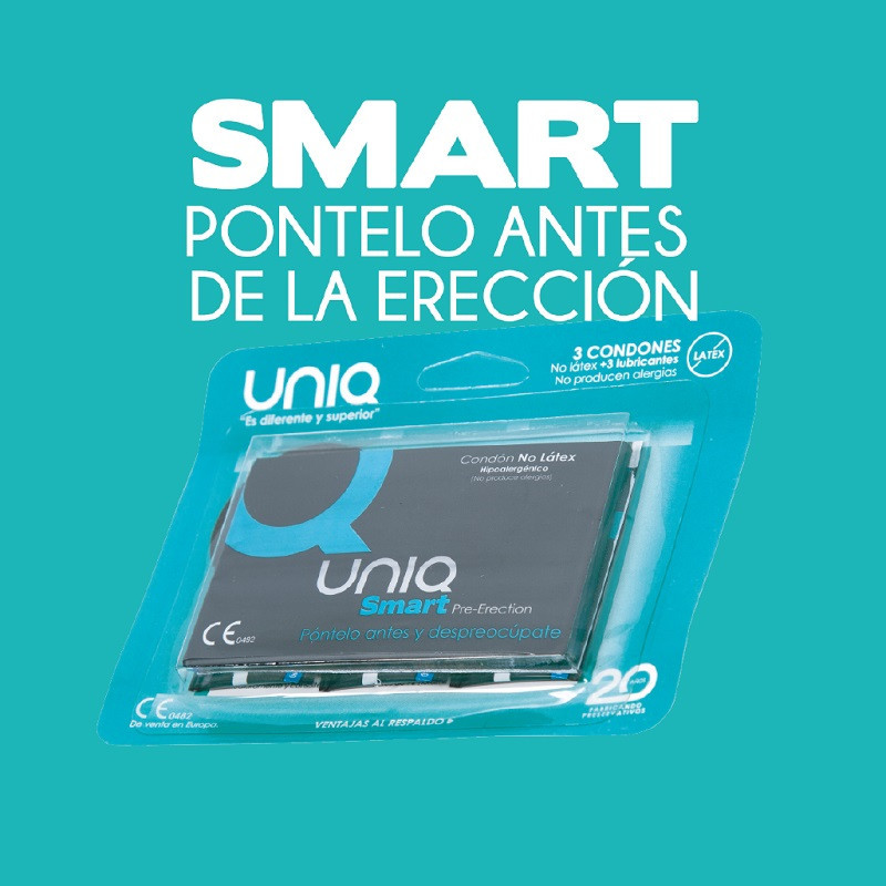 3 Preservativos Uniq Sin Látex Smart Pre-Erection