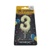 Vela Cumpleaños Fluorescente Número 3