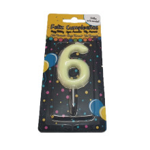 Vela Cumpleaños Fluorescente Número 6