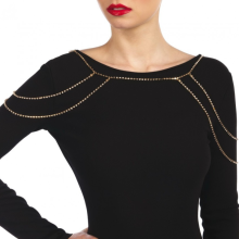 Accesorio Bijoux Cadenas Doradas con Strass Plateado Hombros Mia