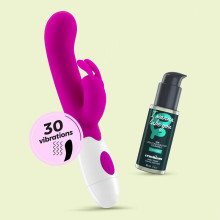 Vibrador Doble Estimulación De Pilas Crushious Rabbit Jigglie + Lubricante