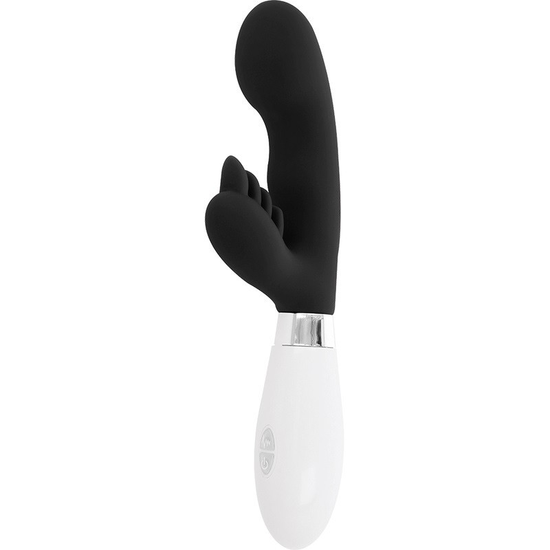 Vibrador Doble Estimulación De Pilas Glossy Rabbit Elvis Negro