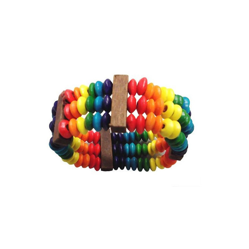 Accesorio Pulsera Cuentas Madera LGTBI