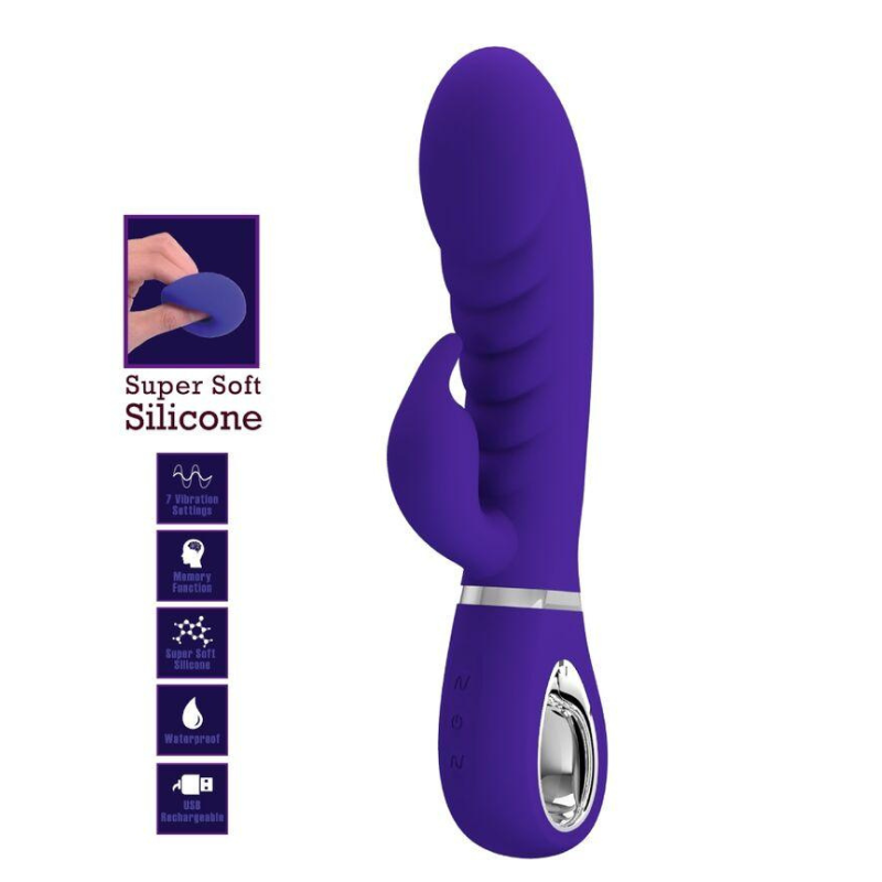 Vibrador Doble Estimulación Recargable Super Soft Silicone Prescott Pretty Love