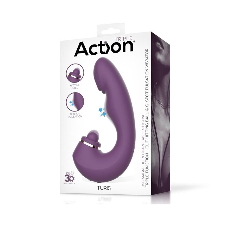 Vibrador Recargable Triple Acción Hitting/Pulsación  Action Turis
