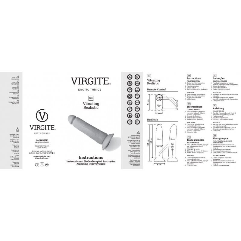 Vibrador Recargable Virgite R11 Realístico Control Remoto