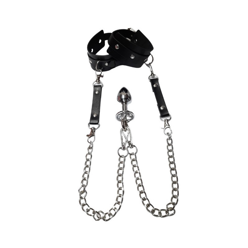 Anal Plug Metal Con Esposas Y Cadenas