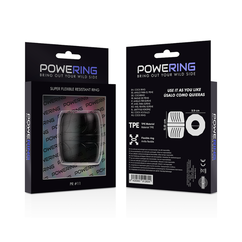 Anillo Pene o Testículos Powering PR11 Negro