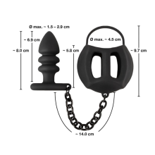 Anillo Pene y Testículos con Plug Anal Silicona Black Velvets
