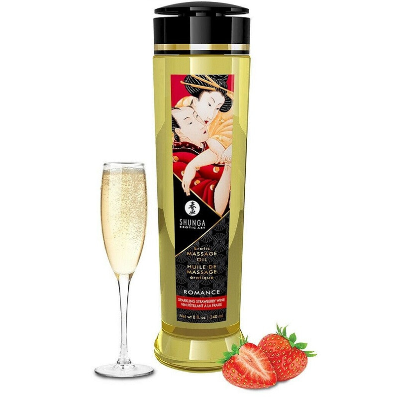 Aceite Erotic Massage Oil Romance Fresas Con Cava Shunga 240 ml