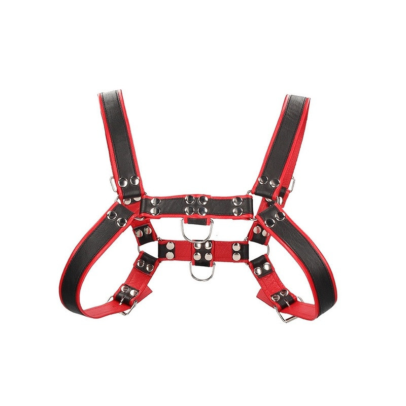 Arnés Ajustable Ouch Chest Bulldog Harness Bonded Leather Rojo