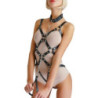 Arnés BDSM Polipiel Body Desmontable Con Cadena Y Collar