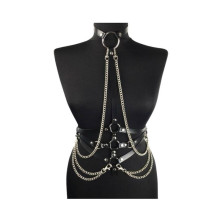 Arnés BDSM Polipiel Cinturón y Collar Con Cadenas