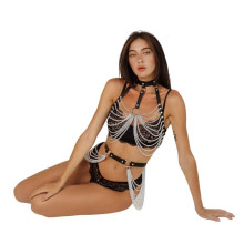 Arnés BDSM Polipiel Conjunto Con Cadenas 62212