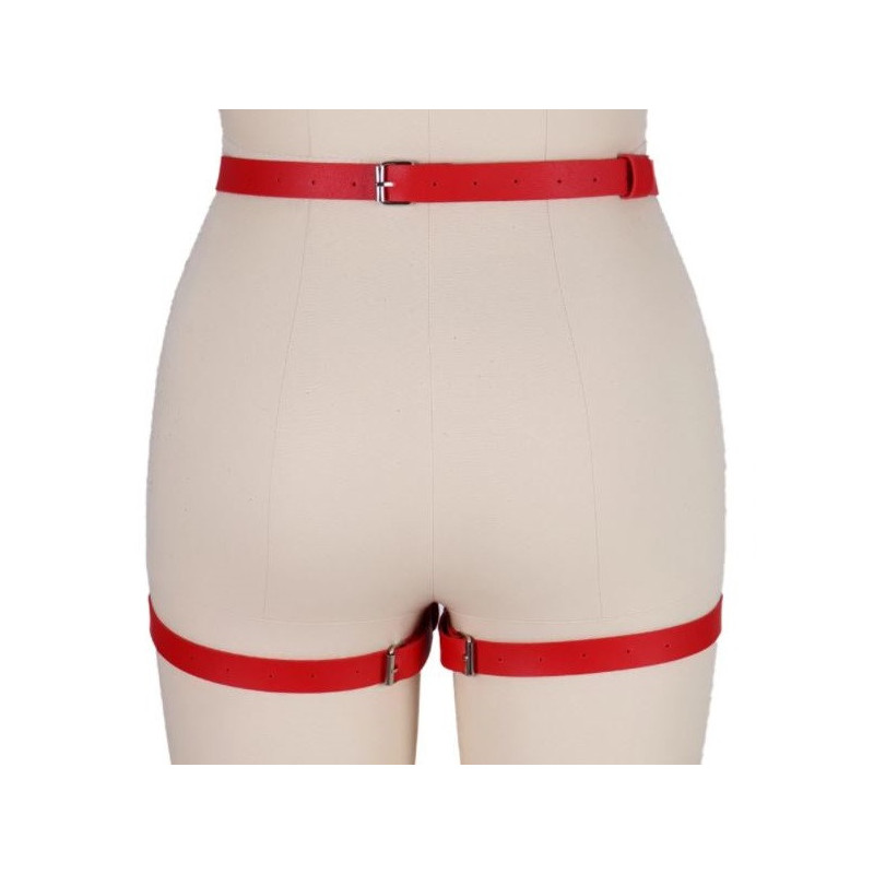 Arnés BDSM Polipiel Liguero Con anillas Rojo