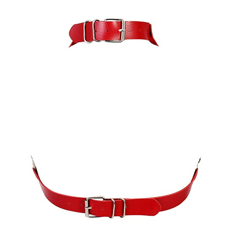 Arnés BDSM Polipiel Sujetador Con Cadenas Rojo