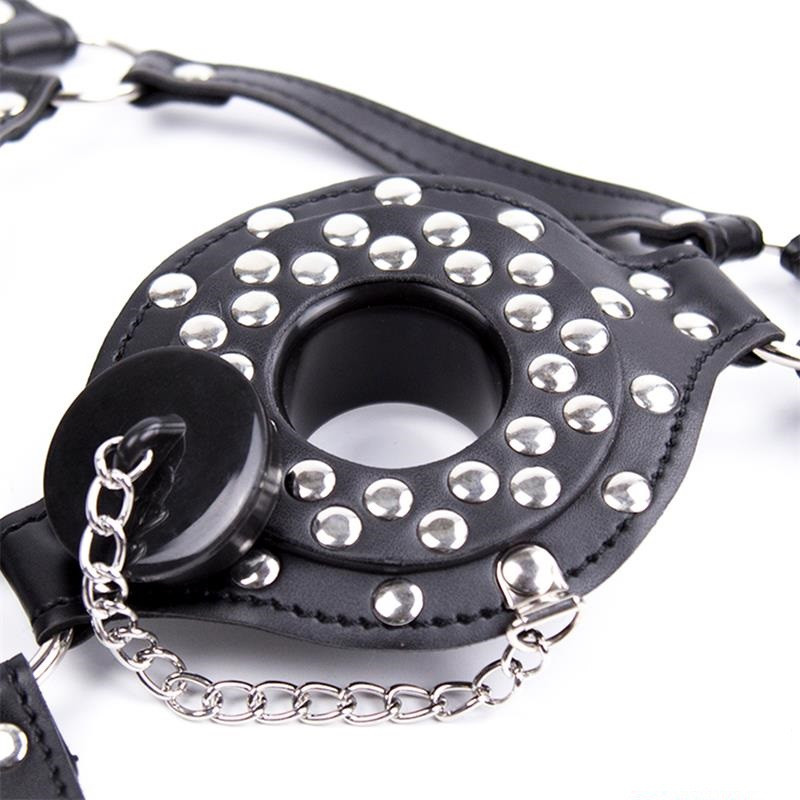 Arnés Facial Tapón Bucal Con Cadena BDSM Line