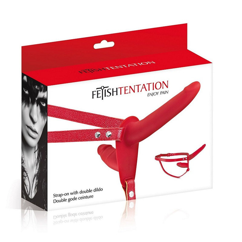 Arnés Femenino Doble Silicona Fetish Tentation Rojo