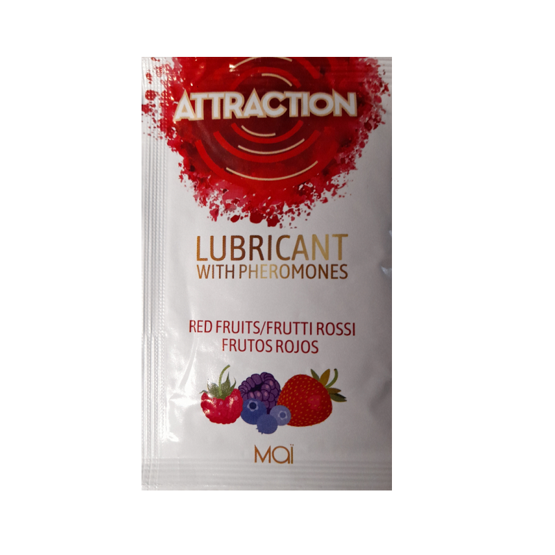 Lubricante Attraction  Frutos Rojos Con Feromonas Sobre de 10 ml