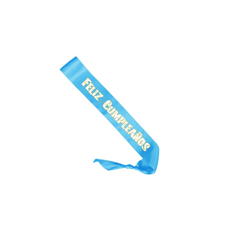 Banda  Feliz Cumpleaños Con Estrellas Azul