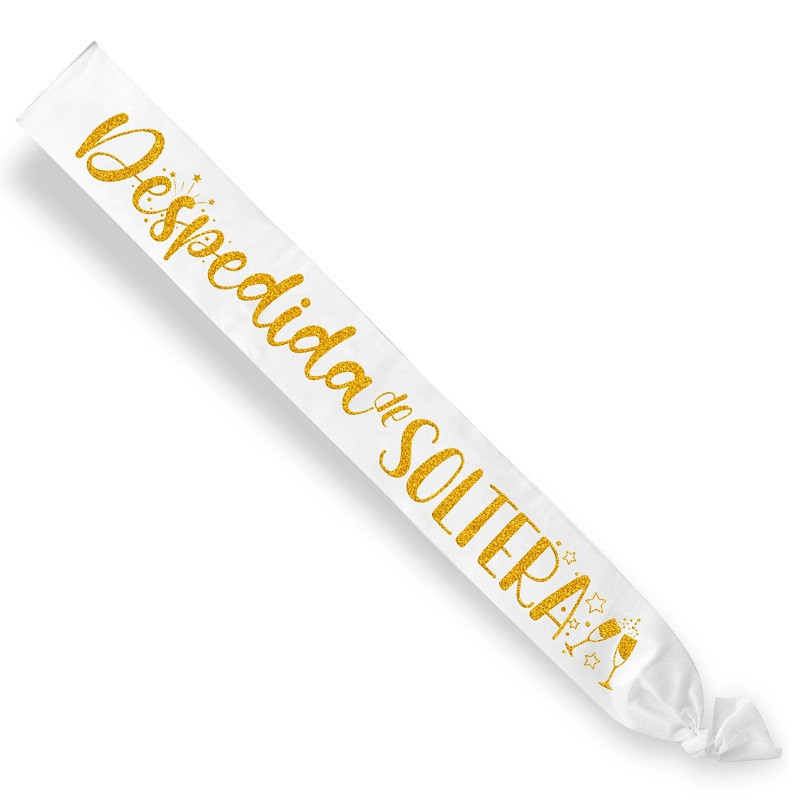 Banda Despedida De Soltera Blanca Con Texto Dorado
