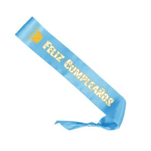 Banda Feliz Cumpleaños Corona Azul