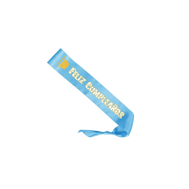 Banda Feliz Cumpleaños Corona Azul