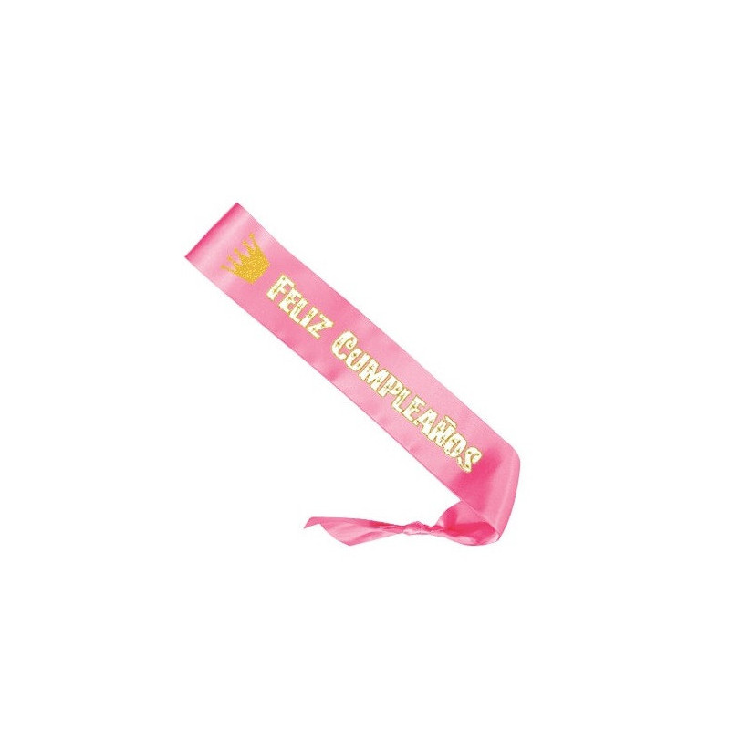 Banda Feliz Cumpleaños Corona Rosa