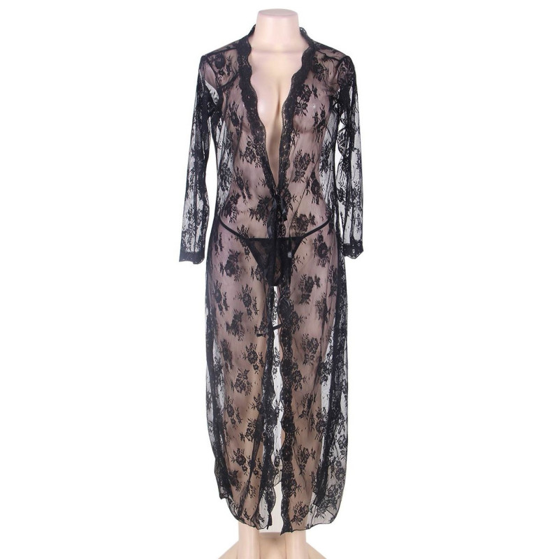 Bata Larga Subblime Negro R80232 Encaje