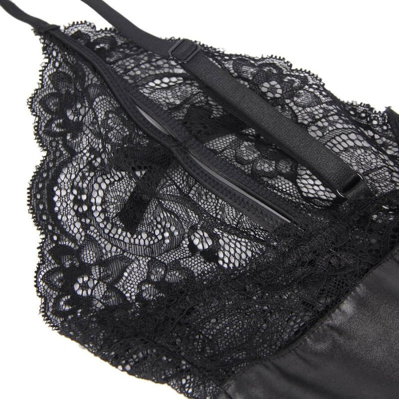 Body Cremallera Y Encaje Wetlook