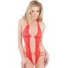 Body Queen Lingerie Rojo Con Abertura Y Encaje
