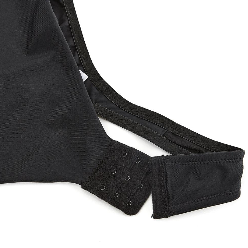 Body Tanga Negro Tiras Transparentes