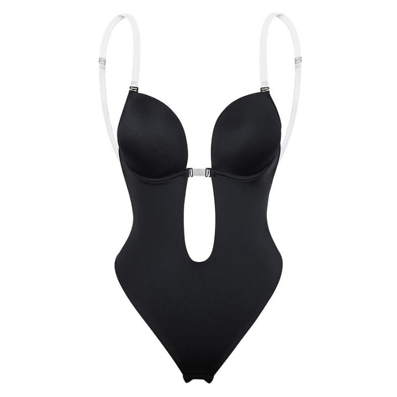 Body Tanga Negro Tiras Transparentes