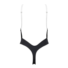Body Tanga Negro Tiras Transparentes