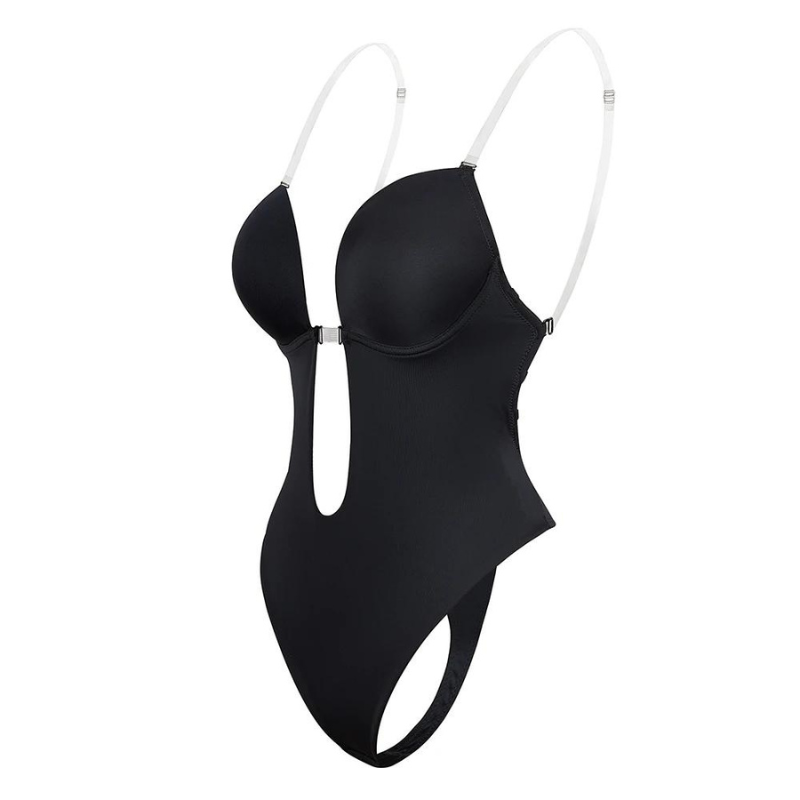 Body Tanga Negro Tiras Transparentes