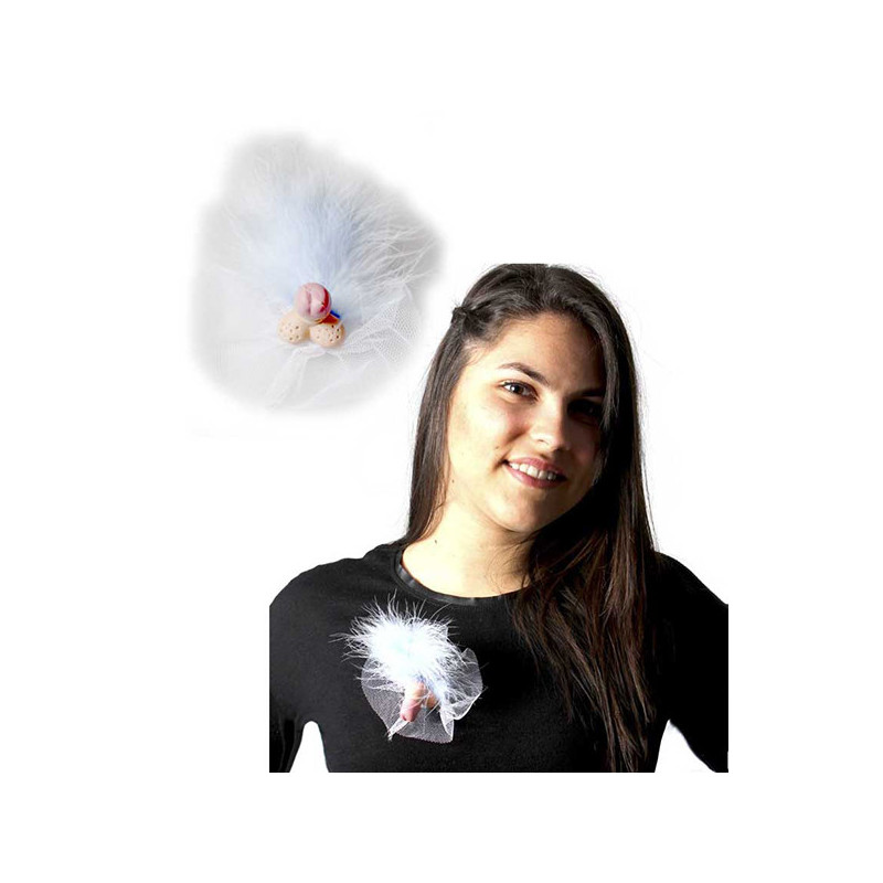 Broche Pene Plumas Azules