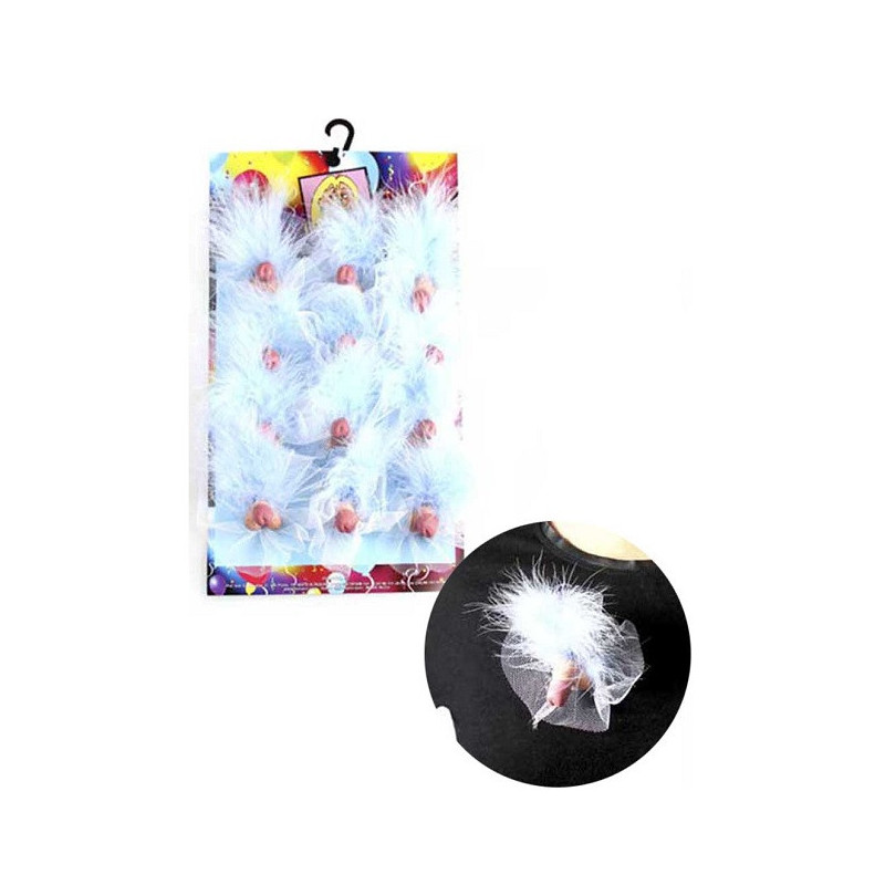 Broche Pene Plumas Azules