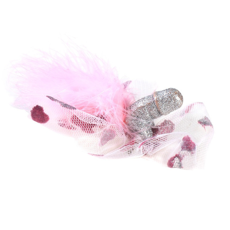 Broche Pito Gliter Y Tul Marabu Rosa