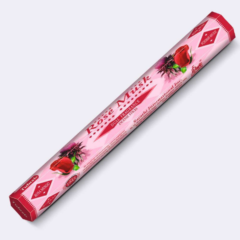 Caja 20 Varillas Incienso Tulasi Dual Rosa y Almizcle