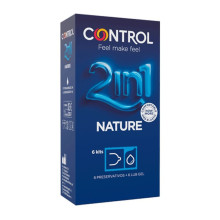 Caja 6 Preservativos + Gel Control 2 En 1 Nature