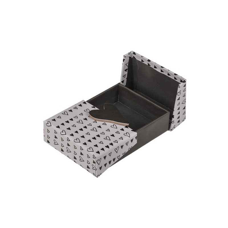 Cajita Sorpresa Corazón Negro y Gris