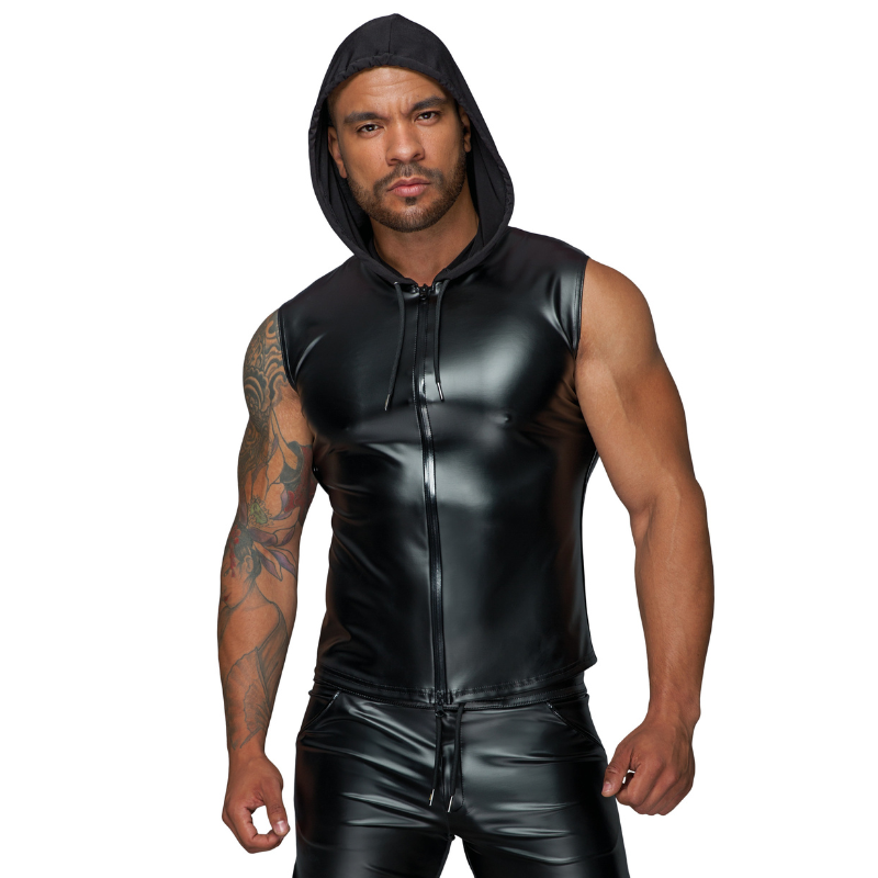 Camisa Con Capucha Wetlook Noir Handmade H062