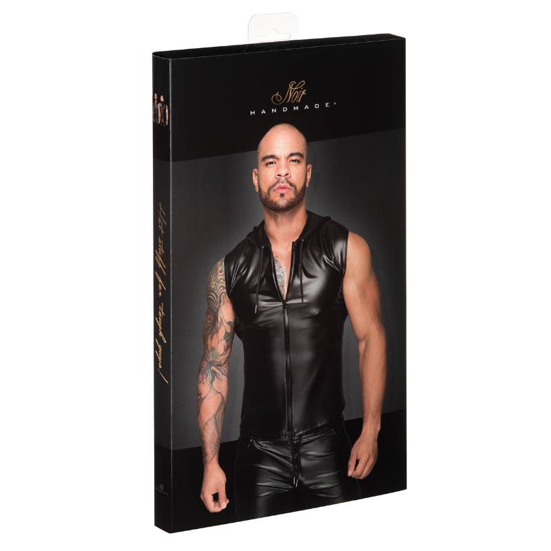 Camisa Con Capucha Wetlook Noir Handmade H062