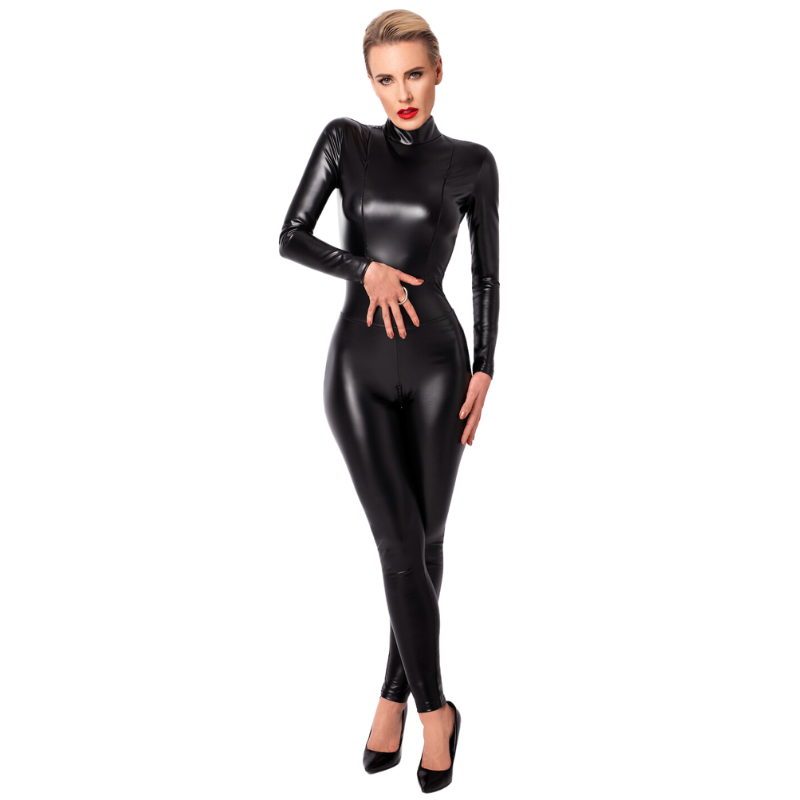 Catsuit Wetlook Noir Handmade F319