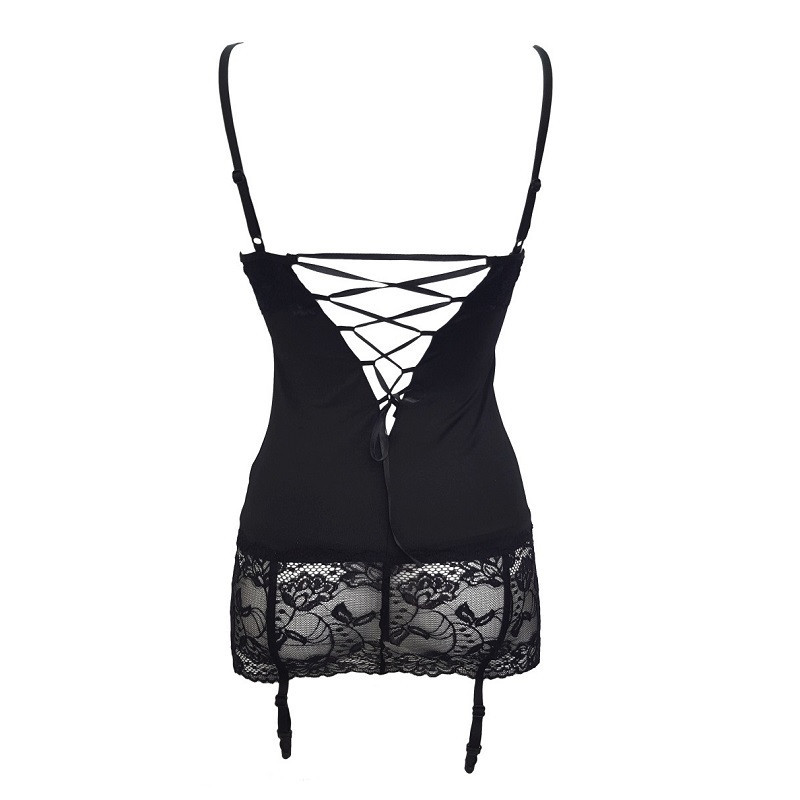 Chemise Beauty Night Negro con Liguero Shirley