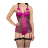 Chemise Y Tanga Magenta Con Medias Red
