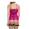 Chemise Y Tanga Magenta Con Medias Red